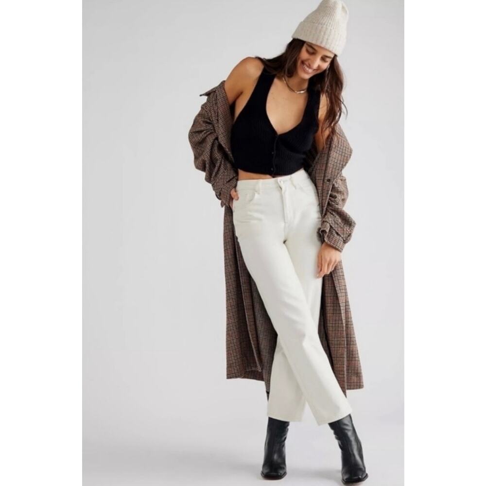 Free People We The Free Pacifica High Rise Slim Ecru Straight Jeans 27